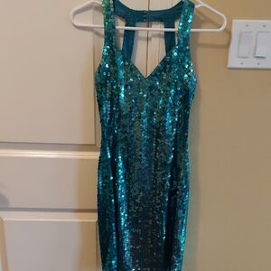 Macy's Teal Sequin Mini Dress